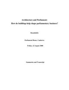Architecture and Parliament: How do buildings help shape parliamentary business