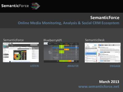 SemanticForce Online Media Monitoring, Analysis & Social CRM Ecosystem SemanticForce  SemanticDesk