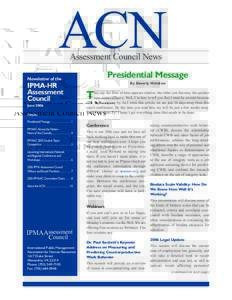 ACN Assessment Council News Presidential Message  Newsletter of the