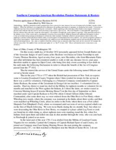 Southern Campaign American Revolution Pension Statements & Rosters Pension application of Thomas Hawkins S4310 Transcribed by Will Graves f12VA[removed]