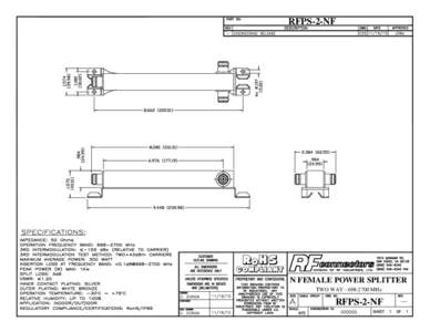 RFPS-2-NF  RoHS COMPLIANT  N FEMALE POWER SPLITTER