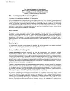 Table of Contents  The Boeing Company and Subsidiaries Notes to the Consolidated Financial Statements Years ended December 31, 2013, 2012 and[removed]Dollars in millions, except per share data)