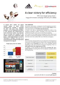A clear victory for efficiency 92% more target group share – nugg.ad increases campaign efficiency for adidas In August 2011, adidas, the global market leader in sport article