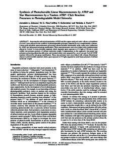 Macromolecules 2007, 40, Synthesis of Photocleavable Linear Macromonomers by ATRP and Star Macromonomers by a Tandem ATRP-Click Reaction: