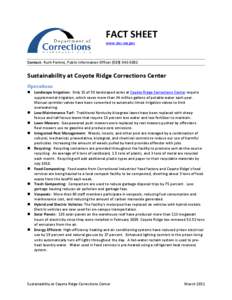 FACT SHEET www.doc.wa.gov Contact: Ruth Perkins, Public Information Officer[removed]Sustainability at Coyote Ridge Corrections Center