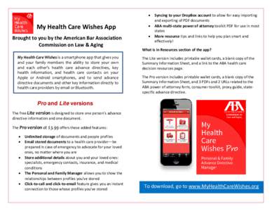 My Health Care Wishes App Flyer