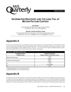 RESEARCH ARTICLE  INFORMATION DISCOVERY AND THE LONG TAIL OF MOTION PICTURE CONTENT Anuj Kumar Warrington College of Business Administration, University of Florida,