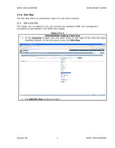 NATO UNCLASSIFIED  WISE OBJECT GUIDE 17.0 Site Map The Site Map offers an alphabetical index of a web site’s contents.