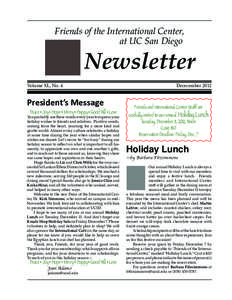 Friends of the International Center, at UC San Diego Newsletter  Volume XL, No. 4