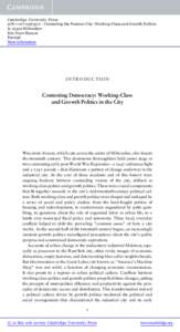 Cambridge University Press[removed]2 - Contesting the Postwar City: Working-Class and Growth Politics in 1940s Milwaukee Eric Fure-Slocum Excerpt More information