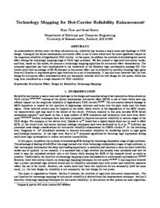 Technology Mapping for Hot-Carrier Reliability Enhancement Zhan Chen and Israel Koren Department of Electrical and Computer Engineering University of Massachusetts, Amherst, MA[removed]ABSTRACT