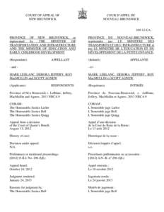 Appeal / Law / Court of Appeal of New Brunswick / Motion