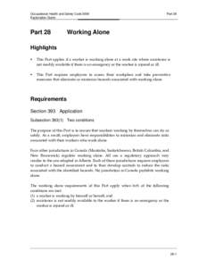 Occupational Health and Safety Code 2009 Explanation Guide Part 28  Part 28