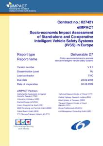 eIMPACT  Assessing the Impacts of Intelligent Vehicle Safety Systems  Contract no.: 027421