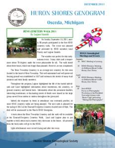 DECEMBERHURON SHORES GENOGRAM Oscoda, Michigan RENO CEMETERY WALK 2011 By Lugene Daniels
