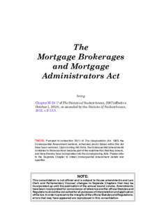 MORTGAGE BROKERAGES AND MORTGAGE ADMINISTRATORS 1  c. M-20.1