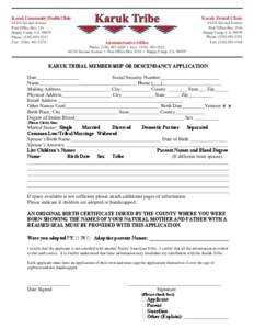 Microsoft Word - KARUK TRIBAL MEMBERSHIP OR DESCENDANCY APPLICATION.doc