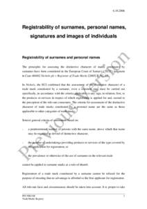 [removed]Registrability of surnames, personal names, sio