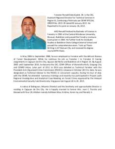 Forester Ronald DelvoGadot, SR. is the OIC, Assistant Regional Director for Technical Services in Region IX, Zamboanga Peninsula per DENR SPECIAL ORDER Nodated 09 JanuaryHe Reported to his post on Januar