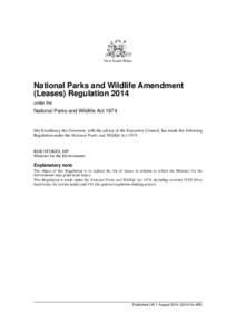 New South Wales  National Parks and Wildlife Amendment (Leases) Regulation 2014 under the