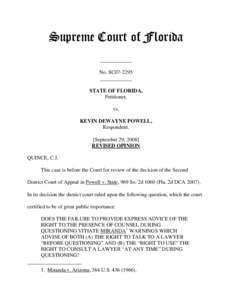 Supreme Court of Florida ____________ No. SC07-2295 ____________ STATE OF FLORIDA, Petitioner,