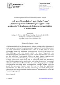 Theologische Fakultät Prof. Dr. Jörg Frey Lehrstuhl für Neues Testament mit Schwerpunkten Antikes Judentum und Hermeneutik Telefon +28