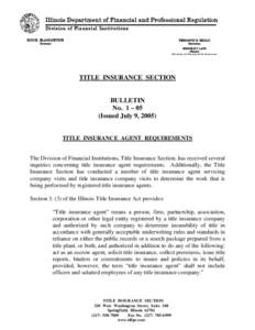 Illinois Department of Financial and Professional Regulation Division of Financial Institutions ROD R. BLAGOJEVICH FERNANDO E. GRILLO Secretary