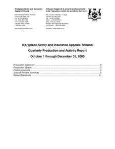 Workplace Safety and Insurance Appeals Tribunal Tribunal d’appel de la sécurité professionnelle et de l’assurance contre les accidents du travail