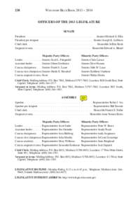 Wisconsin Legislature / 100th Wisconsin Legislature / 98th Wisconsin Legislature / United States Senate / Caucus chair / Government