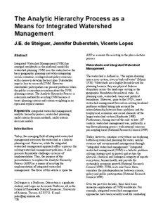 The Analytic Hierarchy Process as a Means for Integrated Watershed Management