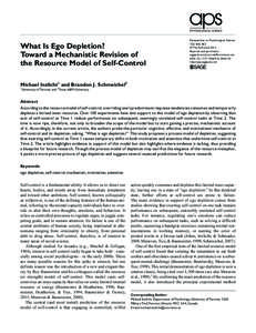 What Is Ego Depletion? Toward a Mechanistic Revision of the Resource Model of Self-Control Perspectives on Psychological Science[removed]­–463