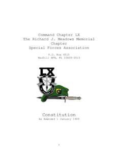 Command Chapter LX The Richard J. Meadows Memorial Chapter Special Forces Association P.O. Box 6515 MacDill AFB, FL[removed]
