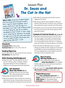 Lesson Plan  Dr. Seuss and The Cat in the Hat students believe Editor’s Note: Would your