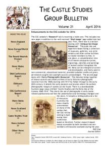 THE CASTLE STUDIES GROUP BULLETIN INSIDE THIS ISSUE  News England