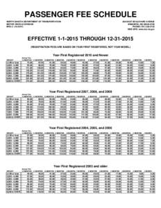 PASSENGER FEE SCHEDULE NORTH DAKOTA DEPARTMENT OF TRANSPORTATION MOTOR VEHICLE DIVISION MVD[removed] EAST BOULEVARD AVENUE