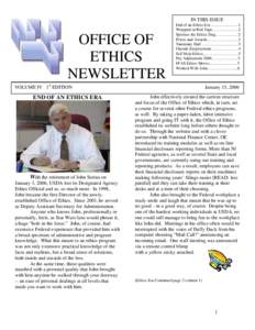 IN THIS ISSUE  OFFICE OF ETHICS NEWSLETTER