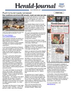 Push to fund roads renewed  FRONT PAGE Poor conditions cost drivers $3B annually, could cost state new jobs, study finds are structurally deficient or functionally