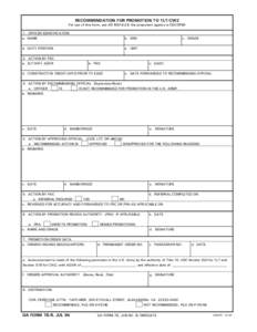RECOMMENDATION FOR PROMOTION TO 1LT/CW2 For use of this form, see AR[removed]; the proponent agency is ODCSPER 1. OFFICER IDENTIFICATION a. NAME  b. SSN