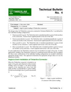 Technical Bulletin No. 4 5 Jean Dempsey Gate West Hill, Ontario CANADA M1C 3C1