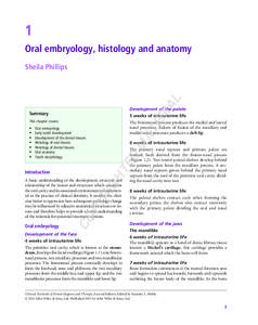 1 Oral embryology, histology and anatomy AL  Sheila Phillips