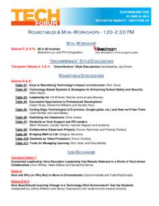 ROUNDTABLES & MINI-WORKSHOPS - 1:20-2:30 PM MINI-WORKSHOP Salons F, G & H: 60 in 60 Inverted (Brandon Lutz and Phil Vinogradov)  See description in the program guide.