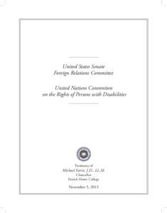 United States Senate Foreign Relations Committee United Nations Convention on the Rights of Persons with Disabilities  Testimony of