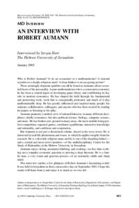 Macroeconomic Dynamics, 9, 2005, 683–740. Printed in the United States of America. DOI: [removed]S1365100505050078 MD INTERVIEW  AN INTERVIEW WITH