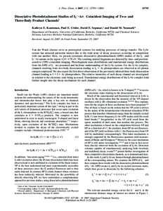 J. Phys. Chem. A 2007, 111, 12795 Dissociative Photodetachment Studies of I2-‚Ar: Coincident Imaging of Two- and Three-Body Product Channels†