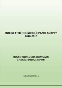 INTEGRATED HOUSEHOLD PANEL SURVEY[removed]HOUSEHOLD SOCIO-ECONOMIC CHARACTERISTICS REPORT