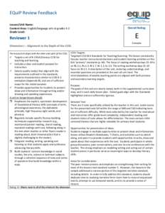 Learning / Pedagogy / Education in the United States / Reading comprehension / Lesson plan / English-language learner / Formative assessment / Writing Workshop / Lesson / Education / Teaching / Reading