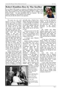 Journal of the Moruya & District Historical Society, Inc  June 2004 Robert Hamilton Ross by May Koellner In our March 2004 Journal we asked for information about Robert Ross,