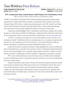 Unemployment in the United States / Texas State Technical College System / Waco /  Texas / Workforce development / Esperanza Andrade / Geography of Texas / Texas / Texas Workforce Commission