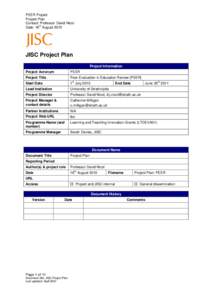 PEER Project Project Plan Contact: Professor David Nicol th Date: 16 August 2010