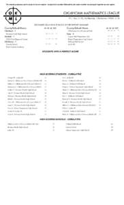 For awards purposes, each county is its own region - except that counties followed by the same number are grouped together as one region.  DECEMBER 2014 HIGH SCHOOL SCORE REPORT SUMMARY County/School Name